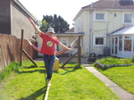 20140421 Trying slackline in garden